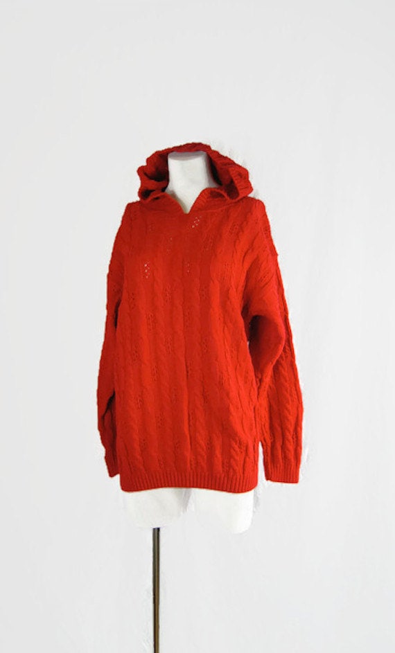 Vintage Mademoiselle Pullover Kapuzenseil Strick Made in Usa Damen Geflochten Rot von ANTIGOs