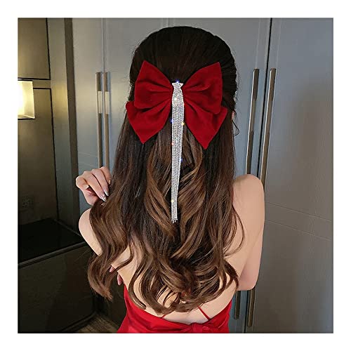Haarspange mit Schleife, Kristall Fransen Haarspange Pferdeschwanz für Frauen Strass Perlen Haarschmuck Geschenke (Color : 02) von ANTLAS