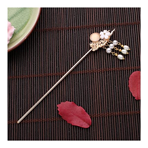 Haarstäbchen Chinesische Haarnadeln for Frauen Vintage Perle Haar Sticks Quaste Goldene Retro Hanfu Haar Zubehör Weiblich (Color : 7) von ANTLAS