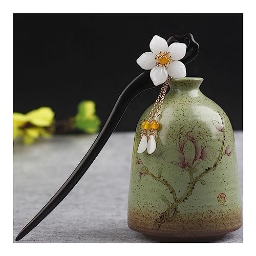 Haarstäbchen Handgefertigte Vintage-Holz-chinesische Haarnadeln, Kopfbedeckung for Frauen, Blumen-Haarnadeln, Haarschmuck, Kopf-Accessoires (Color : 01) von ANTLAS