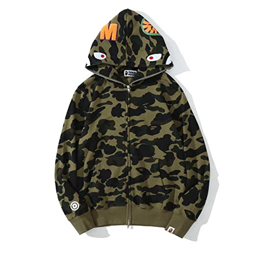ANTLEP Bape Hoodie Shark Camo Jacke 100% Baumwolle Full Zipper Sweatshirt Unisex für Männer Frauen Jungen und Mädchen S-3XL von ANTLEP