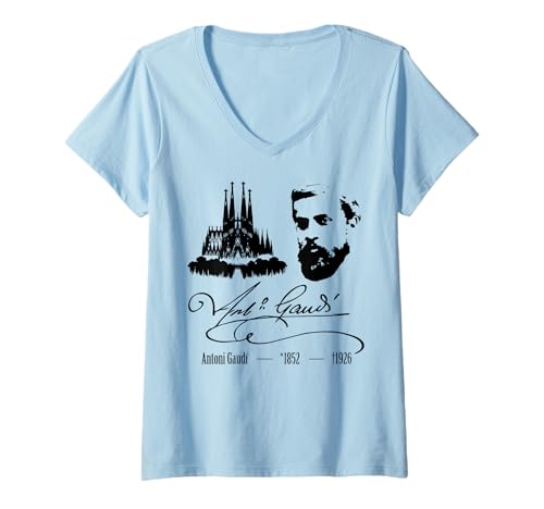 Damen Sagrada Familia & ANTONI Gaudi T-Shirt mit V-Ausschnitt Damen Sagrada Familia & ANTONI Gaudi T-Shirt mit V-Ausschnitt von ANTONI GAUDI