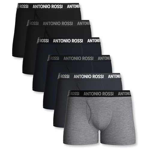 ANTONIO ROSSI (6er Pack Herren Boxershorts mit Eingriff – Superweiche Baumwolle, Atmungsaktiv & Ohne Kratzende Etiketten – Bequeme Unterhosen für Männer – Stretch Passform, Feuchtigkeitsableitend von ANTONIO ROSSI