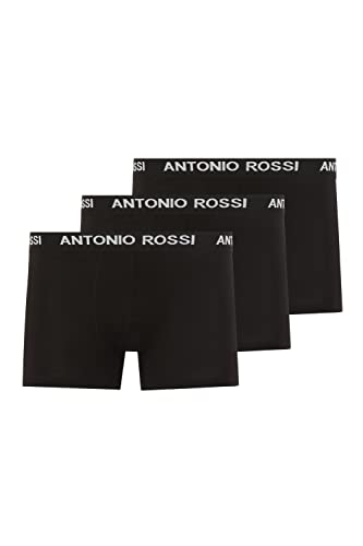 ANTONIO ROSSI (3/6er-Pack) Boxershorts Herren - Unterhosen Männer Multipack mit Elastischem Bund - Baumwollreich, Bequeme Herrenunterwäsche, Schwarz mit Weißer Schrift (3er-Pack), XXL von ANTONIO ROSSI