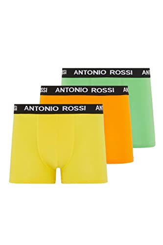 ANTONIO ROSSI (3/6er-Pack) Boxershorts Herren - Unterhosen Männer Multipack mit Elastischem Bund - Baumwollreich, Bequeme Herrenunterwäsche, Orange, Gelb, Grün (3er-Pack), XL von ANTONIO ROSSI