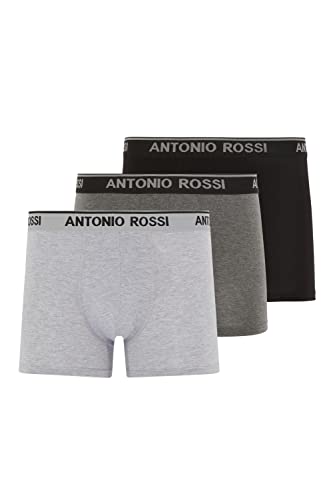 ANTONIO ROSSI (3/6er-Pack) Boxershorts Herren - Unterhosen Männer Multipack mit Elastischem Bund - Baumwollreich, Bequeme Herrenunterwäsche, Schwarz, Grau, Holzkohle (3er-Pack), XL von ANTONIO ROSSI