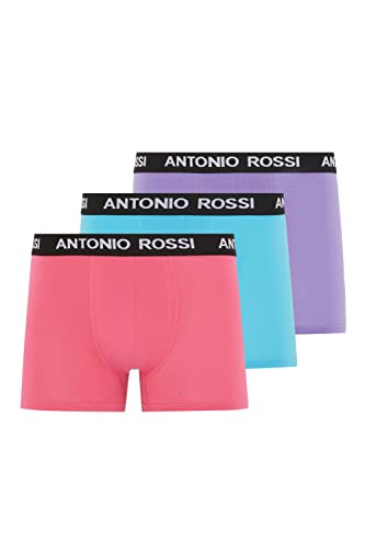 ANTONIO ROSSI (3/6er-Pack) Boxershorts Herren - Unterhosen Männer Multipack mit Elastischem Bund - Baumwollreich, Bequeme Herrenunterwäsche, Lila, Rosa, Blau (3er-Pack), S von ANTONIO ROSSI