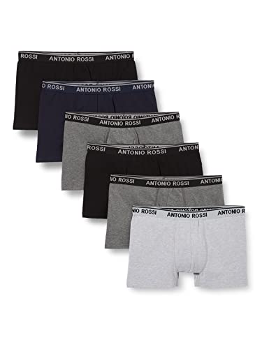 ANTONIO ROSSI (3/6er-Pack) Boxershorts Herren - Unterhosen Männer Multipack mit Elastischem Bund - Baumwollreich, Bequeme Herrenunterwäsche, Marineblau, Grau, Schwarz (6er-Pack), XL von ANTONIO ROSSI