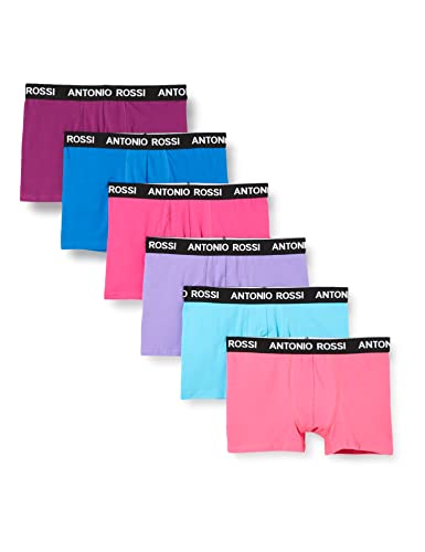 ANTONIO ROSSI (3/6er-Pack) Boxershorts Herren - Unterhosen Männer Multipack mit Elastischem Bund - Baumwollreich, Bequeme Herrenunterwäsche, Rosa, Lila, Blau (6er-Pack), XL von ANTONIO ROSSI