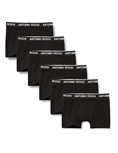 ANTONIO ROSSI (3/6er-Pack) Boxershorts Herren - Unterhosen Männer Multipack mit Elastischem Bund - Baumwollreich, Bequeme Herrenunterwäsche, Schwarz (6er-Pack), L von ANTONIO ROSSI