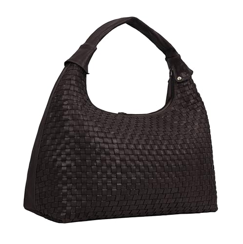 ANTONIO VALERIA Addison Tragetasche aus geflochtenem Leder für Damen, Braun geflochten, Tragetasche von ANTONIO VALERIA