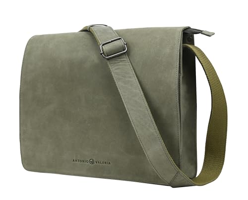 ANTONIO VALERIA Albert Green Premium Leather Messenger Bag for Men von ANTONIO VALERIA