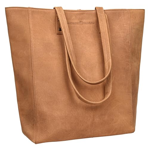 ANTONIO VALERIA AVA Schultertasche aus Leder mit Tragegriff für Damen, Braun (Cognac), Medium… von ANTONIO VALERIA