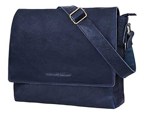 ANTONIO VALERIA Robert Blue Premium Oily Wash Leather Messenger Bag for Men von ANTONIO VALERIA