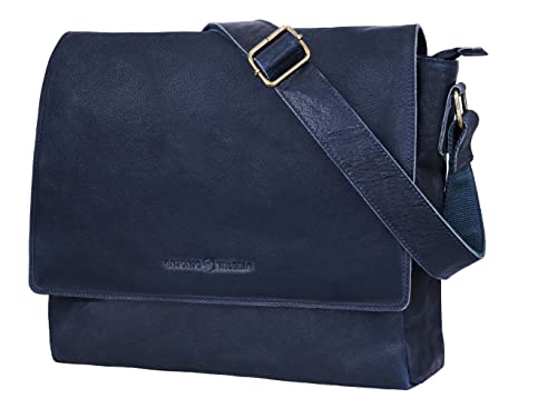 Antonio Valeria Robert Premium Leder Messenger Bag für Herren, Oily Wash Blue, Einheitsgröße von ANTONIO VALERIA
