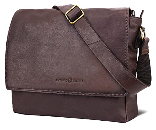 Antonio Valeria Robert Premium Leder Messenger Bag für Herren, Vintage Wash Brown, Einheitsgröße von ANTONIO VALERIA