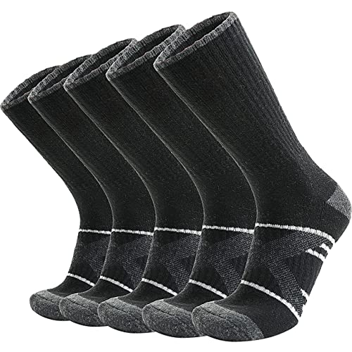 ANTSANG Merino Wandersocken Outdoor Wollsocken Warme Wolle Socken Dicke Trekking Arbeitssocken Atmungsaktiv Thermosocken Geschenke Wintersocken für Herren Damen (Schwarz,L) von ANTSANG