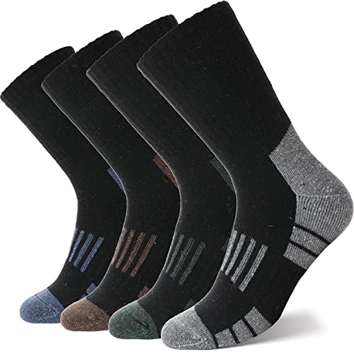 ANTSANG Merino Wollsocken Wandersocken für Herren Damen Outdoor Warme Wolle Socken Dicke Trekking Arbeitssocken Atmungsaktiv Thermosocken Wintersocken 4 Paare(Sortiert) von ANTSANG