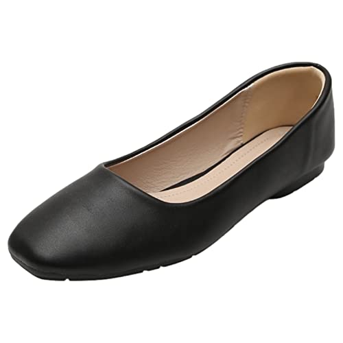 ANUFER Damen Ballerinas Quadratischer Zeh Mikrofaser-Leder Schlüpfen Kleid Pumps Schuhe Schwarz Matt SN0707127 EU36 von ANUFER