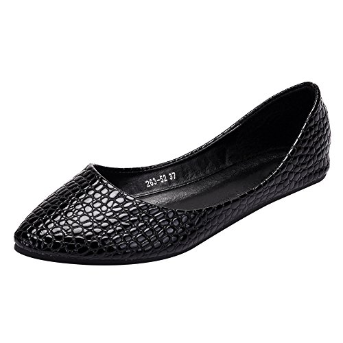 ANUFER Damen Flach Slipper Ballerinas Spitzer Zeh Kleid Pumps Schuhe SN020540 Schwarz EU38 von ANUFER