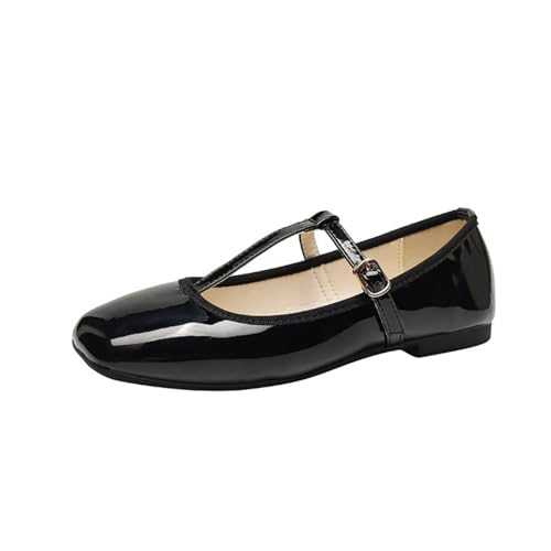 ANUFER Damen Flache Mary Jane Schuhe Schnalle T-Riemen Ballett-Pumps SD5A1208 Schwarz EU38 ANUFER Damen Flache Mary Jane Schuhe Schnalle T-Riemen Ballett-Pumps SD5A1208 Schwarz EU38 von ANUFER