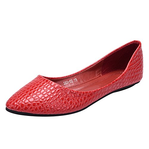 ANUFER Damen Flach Slipper Ballerinas Spitzer Zeh Kleid Pumps Schuhe SN020540 Rot EU37 von ANUFER