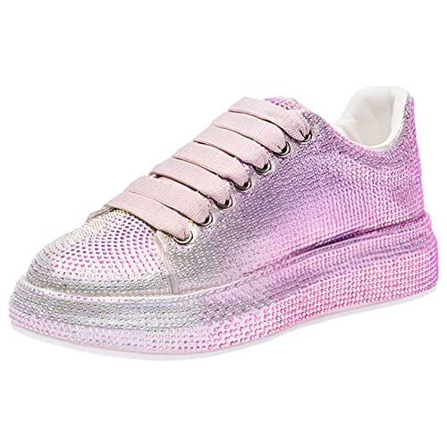 ANUFER Damen Mode Dicke Sohle Turnschuhe Funkeln Verlaufsfarben Strasssteine Schnüren Zwanglos Sportschuhe Rosa SN070629 EU41 ANUFER Damen Mode Dicke Sohle Turnschuhe Funkeln Verlaufsfarben Strasssteine Schnüren Zwanglos Sportschuhe Rosa SN070629 EU41 von ANUFER