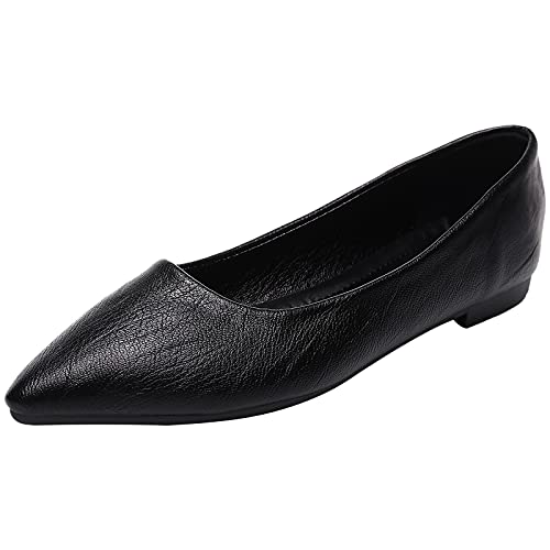 ANUFER Damen Spitze Ballerinas Geschlossene Zehe Schlüpfen Pumps Abendschuhe Schwarz SN070679 EU42 von ANUFER
