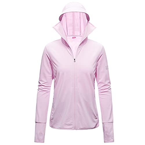 ANUFER Damen UPF50+ UV-Schutz Jacke Mit Kapuze Leicht Schnelltrocknend Draussen Aktivkleidung SD5A025 Rosa 38 von ANUFER