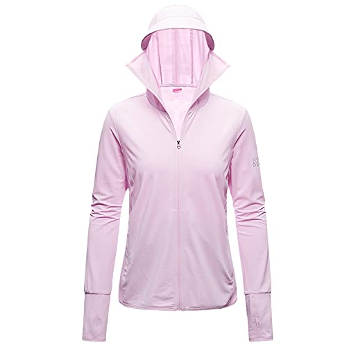 ANUFER Damen UPF50+ UV-Schutz Jacke Mit Kapuze Leicht Schnelltrocknend Draussen Aktivkleidung SD5A025 Rosa 40 von ANUFER