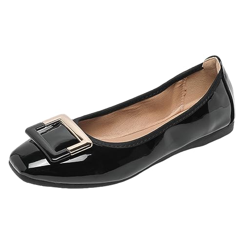 ANUFER Damen Weich Ballerinas Quadratische Zehenpartie Slip-On Wanderschuhe Lack Schwarz DX2830 EU37 ANUFER Damen Weich Ballerinas Quadratische Zehenpartie Slip-On Wanderschuhe Lack Schwarz DX2830 EU37 von ANUFER