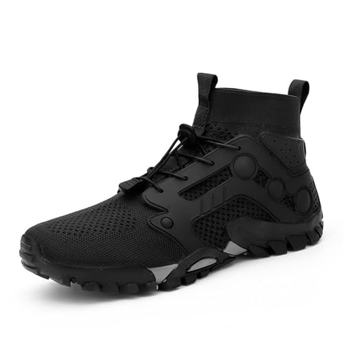 ANUFER Herren Atmungsaktiv Im Freien Hochhaus Wanderschuhe rutschfest Abenteuer Knöchel Trekking Stiefel Schwarz SD5A1031 EU46.5 von ANUFER