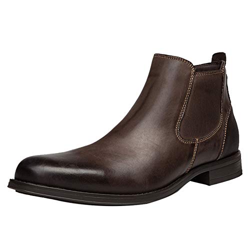 ANUFER Herren Echtes Leder Chelsea-Stiefel Stilvoll Jahrgang Seitlicher Reißverschluss Stiefeletten Formal Abendschuhe Kaffee SN01905 EU40 von ANUFER