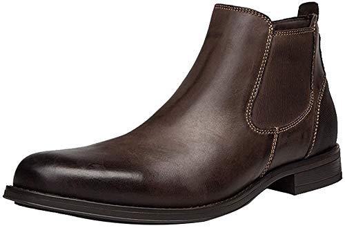 ANUFER Herren Echtes Leder Chelsea-Stiefel Stilvoll Jahrgang Seitlicher Reißverschluss Stiefeletten Formal Abendschuhe Kaffee SN01905 EU45 von ANUFER