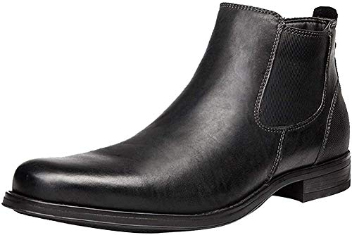 ANUFER Herren Echtes Leder Chelsea-Stiefel Stilvoll Jahrgang Seitlicher Reißverschluss Stiefeletten Formal Abendschuhe Schwarz SN01905 EU40 von ANUFER