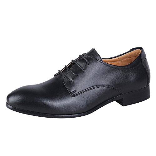 ANUFER Herren Echtes Leder Kleider Schuhe Formell Geschäft Derby Schnürsenkel Schwarz SN01055 EU46.5 von ANUFER