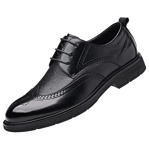 ANUFER Herren Echtleder Derby Brogues Formell Schnüren Business Hochzeitsschuhe Schwarz SN01612 EU38 von ANUFER