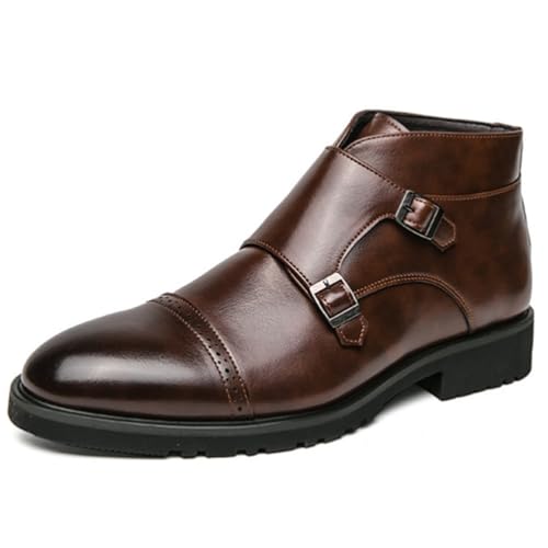 ANUFER Herren Elegant Doppelte Mönchsschnalle Stiefeletten Spitze Zehenpartie Geschäft Anzug-Schuhe Kaffee SD5A1110 EU42 von ANUFER