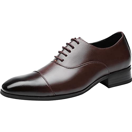 ANUFER Herren Formell Geschäft Abendschuhe Gutaussehend Oxfords Zehenkappe Mikrofaser-Leder Hochzeitsschuhe Braun SN070406 EU42 von ANUFER