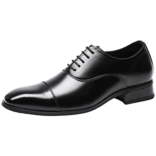 ANUFER Herren Formell Geschäft Abendschuhe Gutaussehend Oxfords Zehenkappe Mikrofaser-Leder Hochzeitsschuhe Schwarz SN070406 EU45.5 von ANUFER