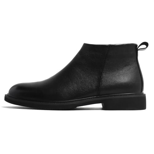 ANUFER Herren Formell Mittelklasse Anzug-Schuhe Seitlicher Reißverschluss Leder Stiefeletten SD5A40103 Schwarz EU38.5 von ANUFER