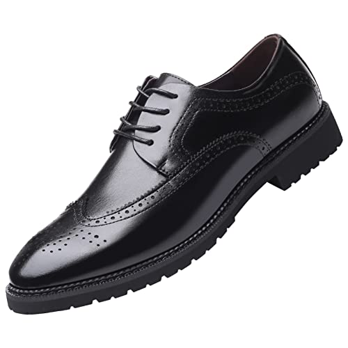 ANUFER Herren Intelligenter Spitzer Zeh Therme Plüschfutter Winterkleid Schuhe Schnüren Hochzeit Brogues Schwarz SN07990 EU41 von ANUFER