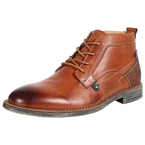 ANUFER Herren Jahrgang Echtleder Stiefeletten Schnüren Motorrad Chukka Stiefel Braun SN01801D EU44 von ANUFER