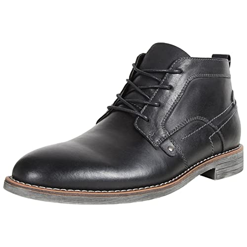 ANUFER Herren Jahrgang Echtleder Stiefeletten Schnüren Motorrad Chukka Stiefel Schwarz SN01801D EU40 von ANUFER