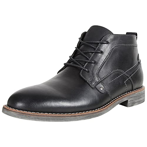 ANUFER Herren Jahrgang Echtleder Stiefeletten Schnüren Motorrad Chukka Stiefel Schwarz SN01801D EU44.5 von ANUFER