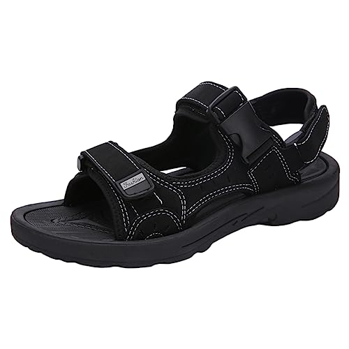 ANUFER Herren Jungen Mode Offene Zehenpartie Sport Sandalen Verstellbar Klettverschluss Sommerschuhe Schwarz SN01047 EU42 von ANUFER