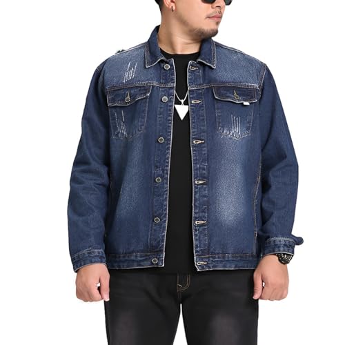 ANUFER Herren Vintage Jeansjacke Klassisch Western-Trucker-Jeans-Mantel Blau SN070642 2XL von ANUFER