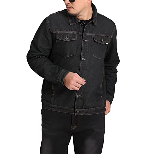 ANUFER Herren Vintage Jeansjacke Klassisch Western-Trucker-Jeans-Mantel Schwarz SN070642 3XL von ANUFER