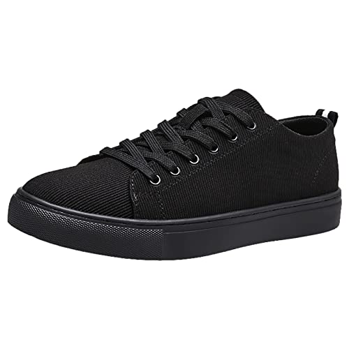 ANUFER Herren Low-Top Canvas Schuhe Fest Schwarz Schnürung Mode Turnschuhe SN0705114 EU44 von ANUFER