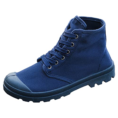 ANUFER Herren Mode Knöchelhoch Desert Stiefel Schnürung Im Freien Canvas Schuhe Blau SN0711113 EU43 von ANUFER